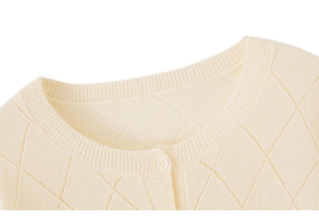 Women's 100% Wool Round Neck Cardigan - Autumn/Winter Versatile Short Sweater Coat