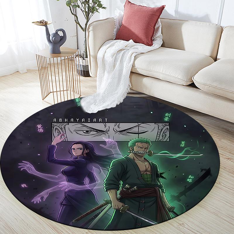 Roronoa Zoro Round Area Rug,Carpet Rug for Living Room Bedroom Sofa Playroom Decor,Non-slip Floor Mat