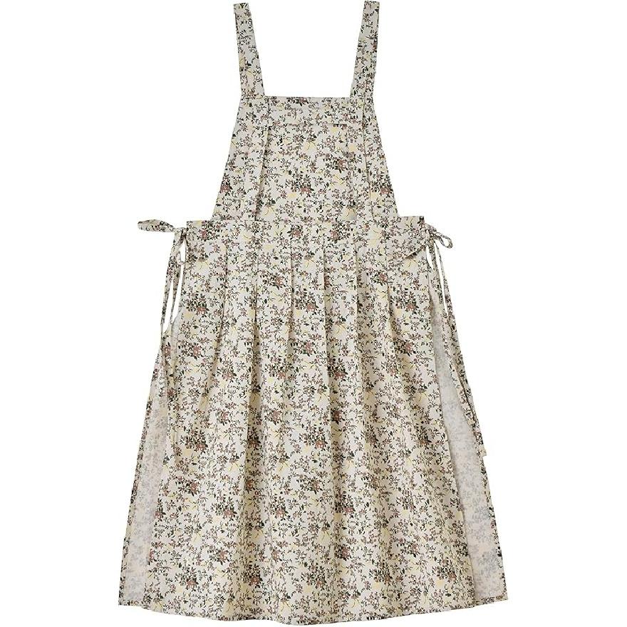 Floral Cotton Waterproof Adult Kitchen Apron Adjustable Cooking Baking Garden Chef Apron with Pocket белый