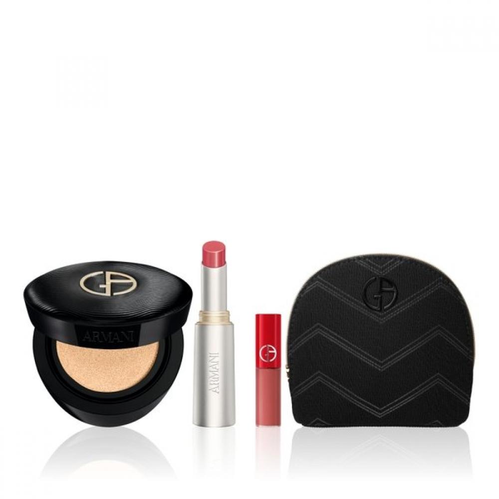 Armani Beauty New Luminous Silk Prima Glow Cushion   Prisma Glow Lip Balm Set No. 0/(BEST) No. 32 Sugar
