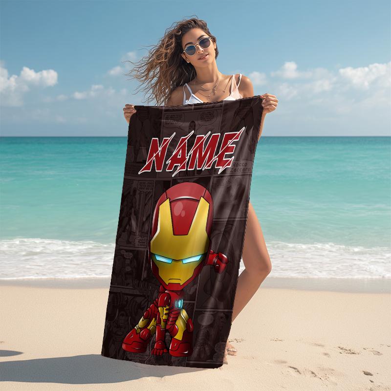 Personalized Captain America's Shield Beach Towel Microfiber Beach Towel Thin Absorbent for Beach Swimming Yoga Bath Sports. 091064