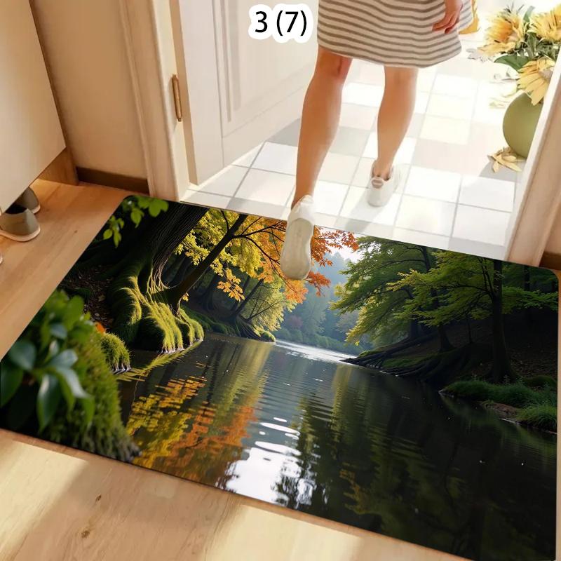 Forest Moss Stream Rug Carpet Mat Non-Slip for Entryway Bathroom Kitchen Wilderness Home Decor Floor Mat Door Mat