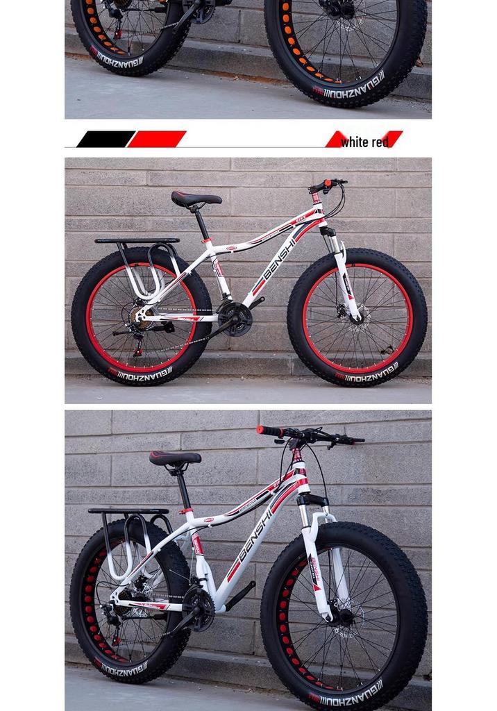 Men's Off-Road Fat Tire Snow & Mountain Bike - Variable Speed, Shock Absorbing, Wide Tires for Beach and Trail