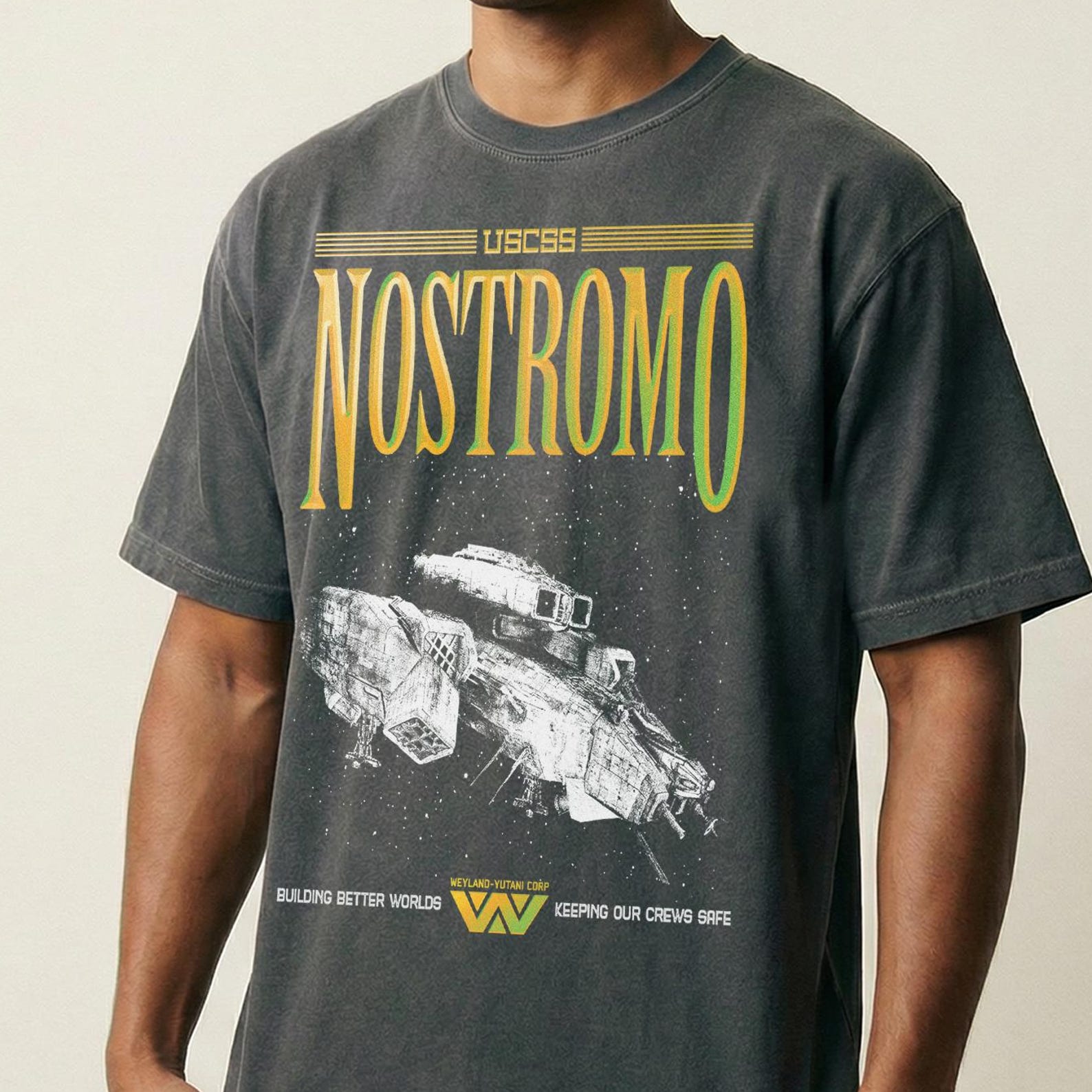 Alien Weyland Yutani USCSS Nostromo Logo Graphic T-Shirt M