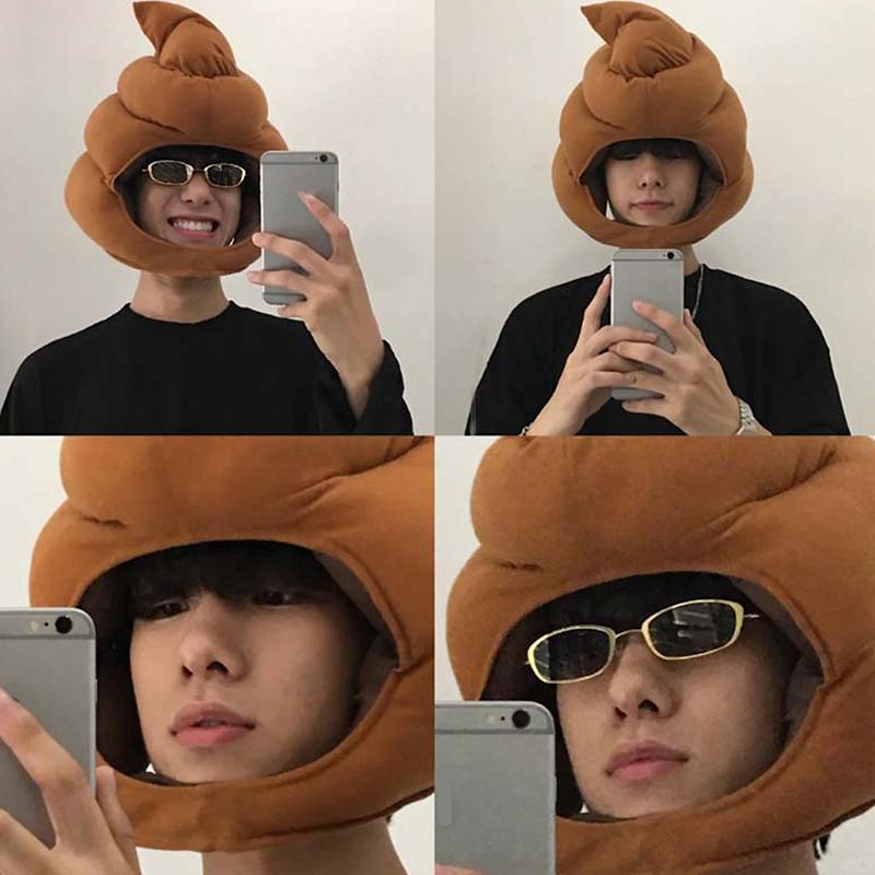 Creative Cute Shit Shape Plush Hat Stuffed Toy Funny Fake Poop Full Headgear Cap Gag Gift Cosplay Party Photo Props