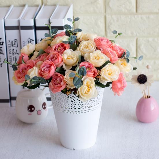 1 Blumenstrauß mit 10 Köpfen, hübsche künstliche Blumenblätter, Hochzeitskunst, Heimdekoration