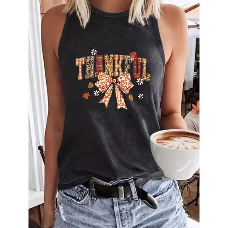 A Loose Large Vest with A Women's Style Thanksgiving Pattern