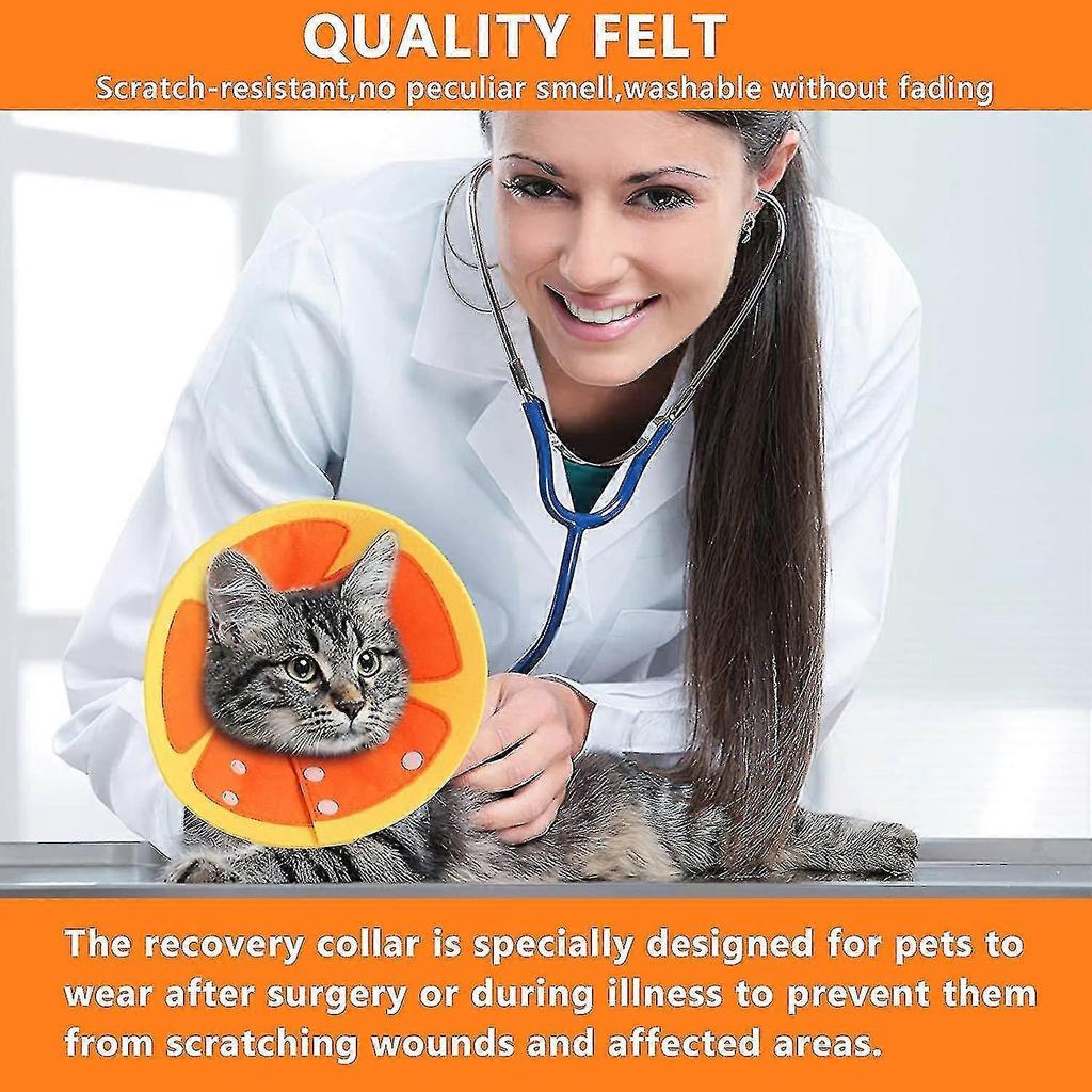 Adjustable Cat Recovery Soft Collar, Cute Neck Cone After Surgery, Comfy Head Wound Healing Protective Elizabethan, Fruit Donut Shape, For Kitten And