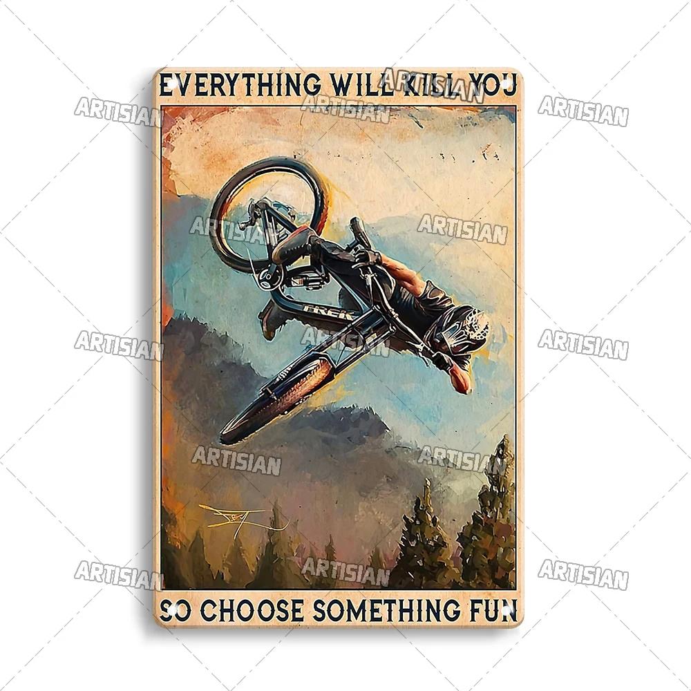 Artisian Cycling Metal Sign Bicycle Tin Plate Bike Decorative Plaque Sport Wall Decor Garage Bar Pub Club Hotel Cafe Kitchen