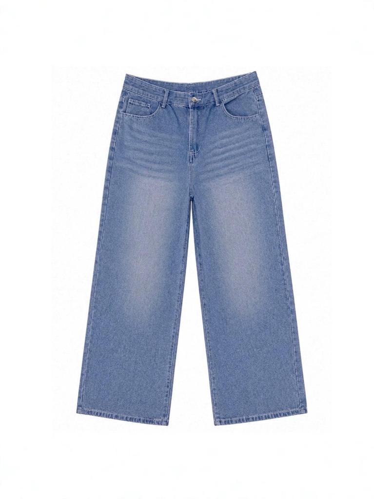 Men's Retro Washed Wide-Leg Jeans - European & American Vintage Style