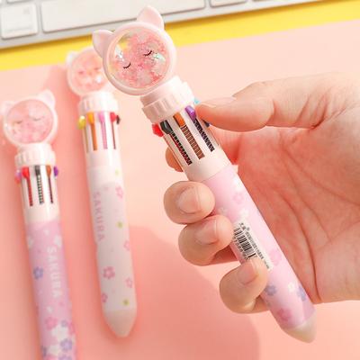 Penne di plastica 10 in 1 con penna a sfera multicolore a scatto penna per scuola ufficio