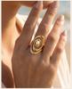 Luxury 18K Gold Plated Open Wrap Ring, Abstract Swirl Pearl Adjustable Minimalist Stainless Steel Jewelry Gift for Women