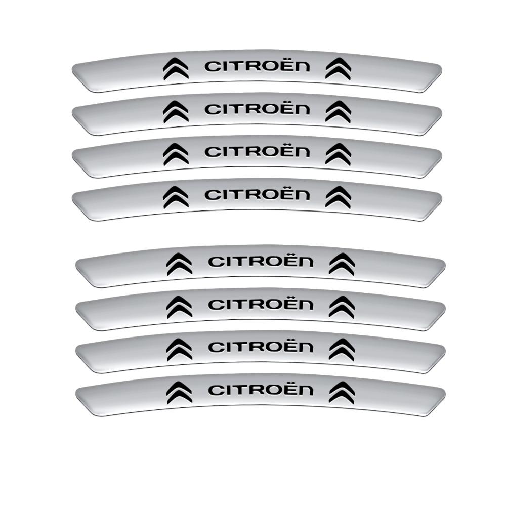 4/8pcs Car Tire Rim Aluminum Sticker Decal Racing Rim Decorative Sticker For Citroen C1 C2 C3 Grand C4 Picasso C4L VTS C-ELYSEE