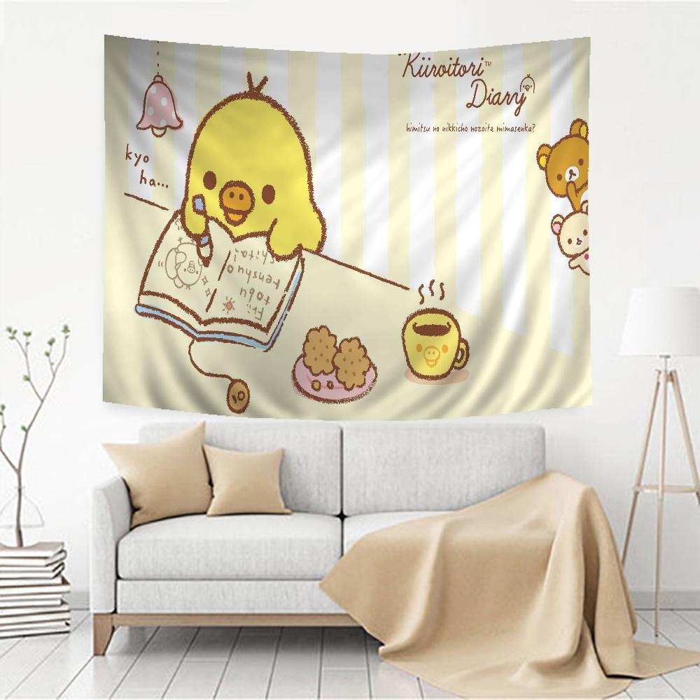 Kawaii Rilakkuma Bear Hippie Wall Hanging Tapestries for Living Room Home Dorm Decor Art Home Decor
