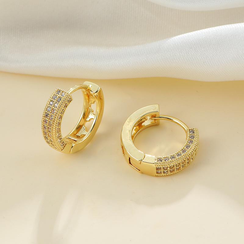 Huazi Style Zircon Stud Earrings for Women - Gold-Plated, Non-Fading Luxury Jewelry