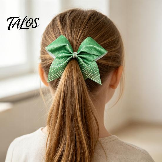 Secure Hair Grips for Dancers Sparkling Bow Clip, Glitter Sequin Clip Cheerleading Ribbon Bows Cheer Performance And Dance Team Accessories,