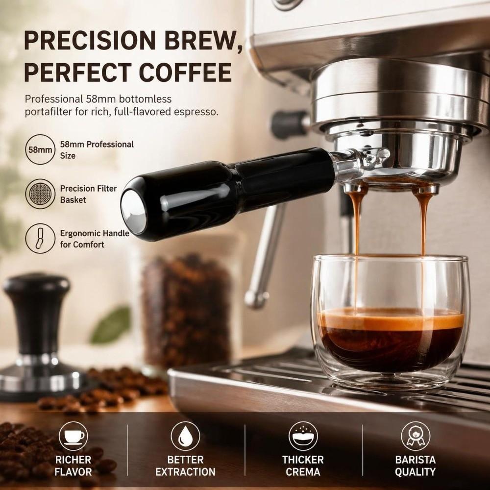 Double Flow Double Flow Portafilter Handle Coffee Filter for Breville 870 880 Espresso Machine