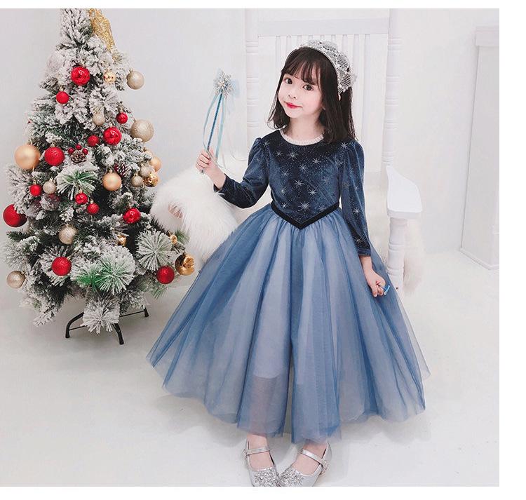 

Весеннее новое платье Эльзы для девочек с плащом AQ266+AQ267 Size 90