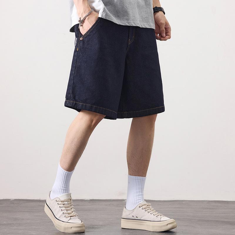Working Denim Shorts Men's Fat Man Loose Straight Wide-leg Five-point Mid-pants