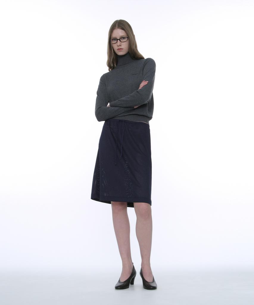 PARTIMENTO WOMEN Pwc Embroidered High-Neck Knit Top_Charcoal Melange