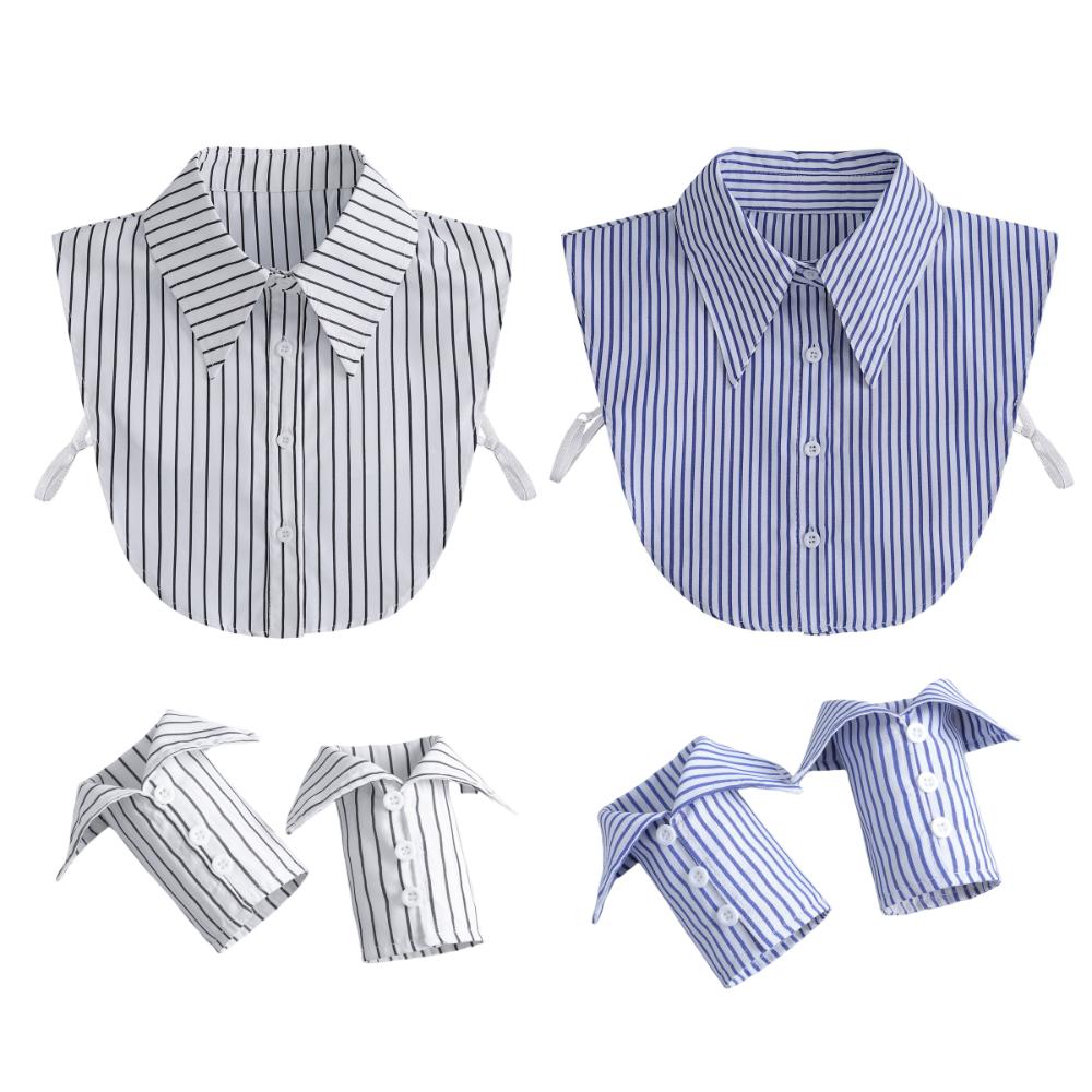 Comfortable Stripe Shirt Fake Collar Detachable False Wrist Cuffs Fake Hand Sleeves  Photo Props