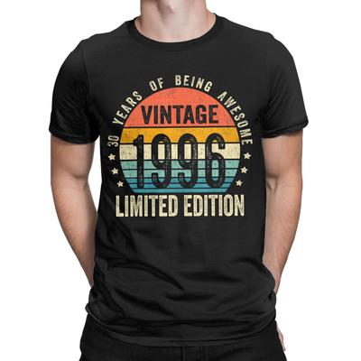 T-shirt Vintage 1996 30ème Anniversaire Original 100% Coton Hauts Pour Hommes