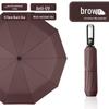 24-Rib Automatic Folding Umbrella: Men's Sun & Rain Protection with High-End Feel In Black