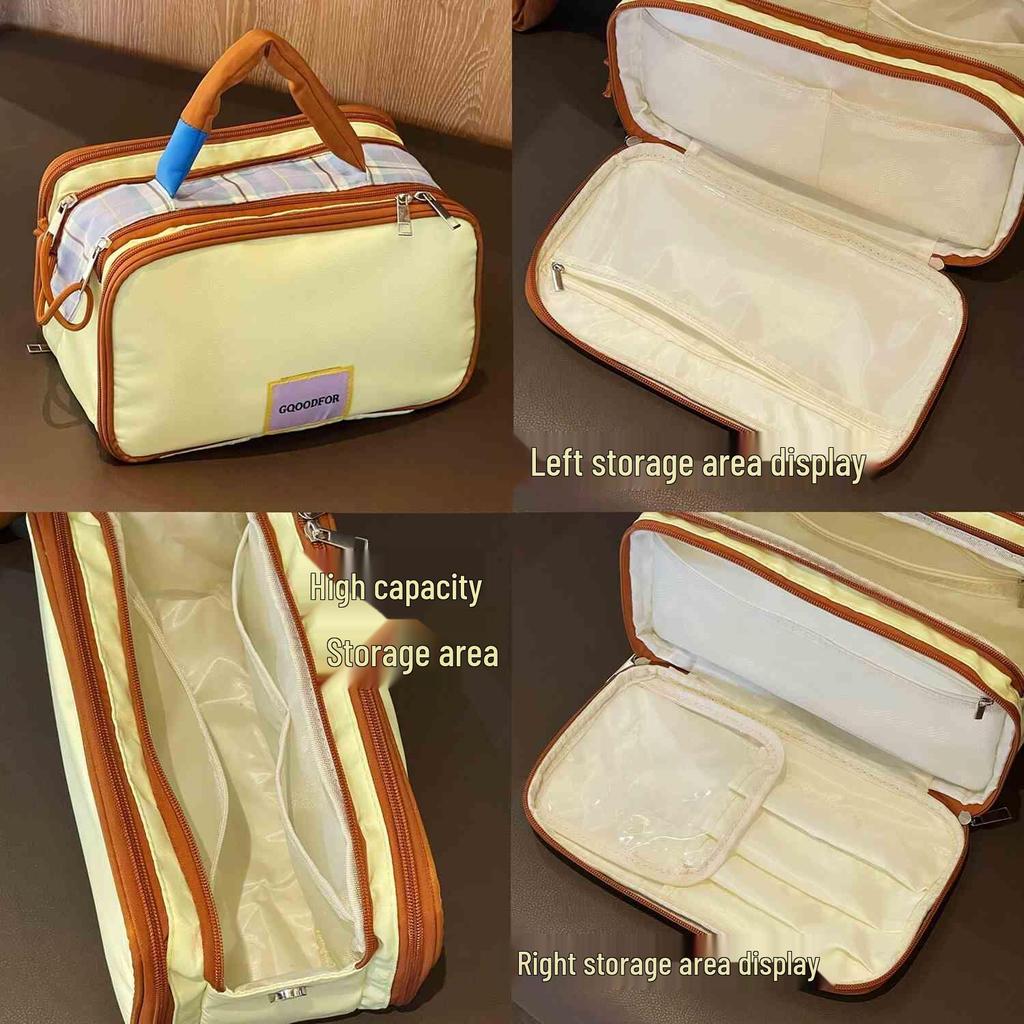 Korean Color Block Large Capacity Travel Makeup and Toiletry Bag