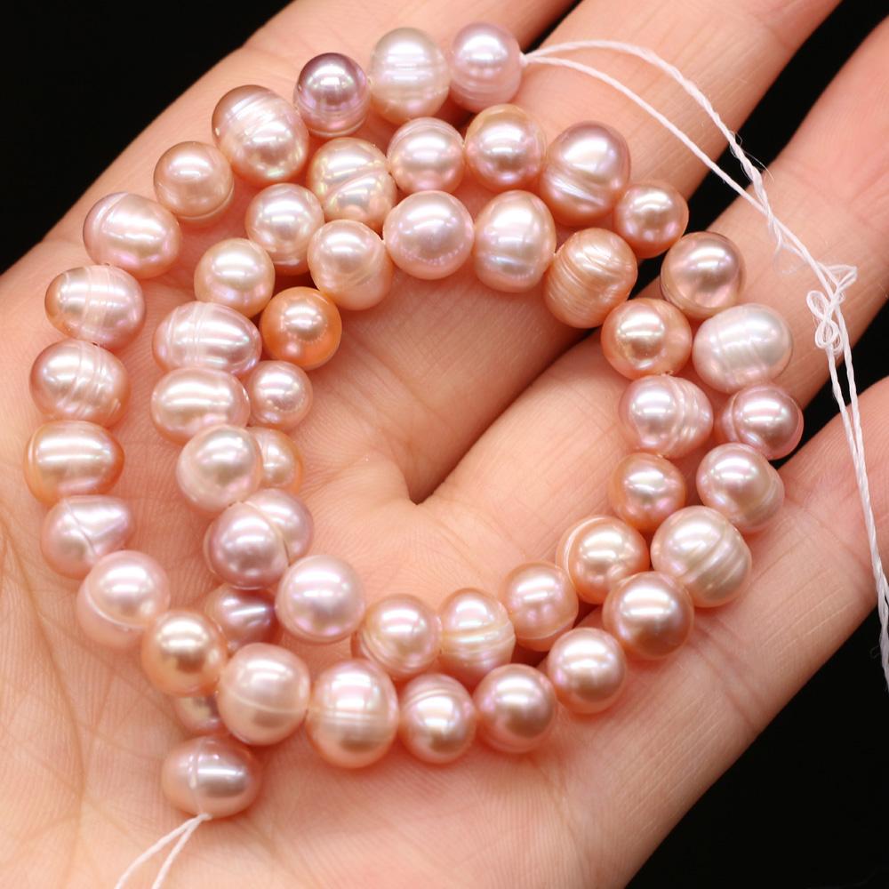 1String, Purple Natural Freshwater Pearls, Handcrafted Round Pearl Beads for DIY Necklaces, Jewelry Making Supplies 36cm