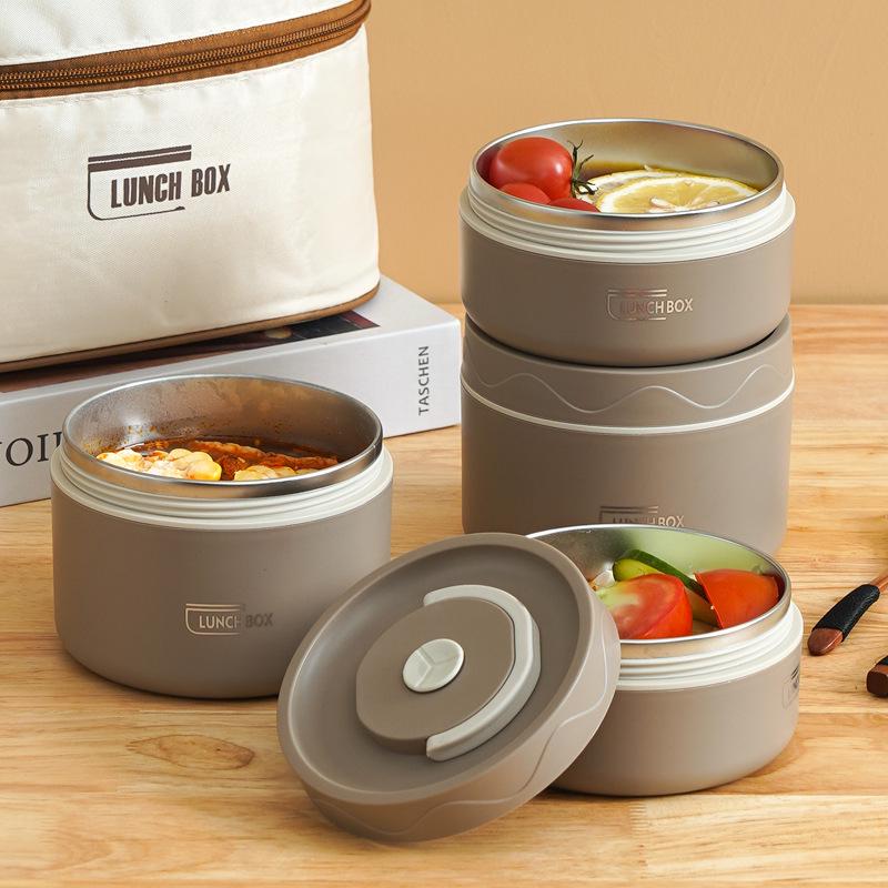 Large Capacity Multi-layer Insulated Stainless Steel Bento Lunch Box with Compartments for Office Workers