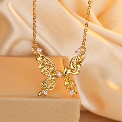 Flash Diamond Butterfly Necklace, Femininity, Niche, High-end Sense, Versatile Collarbone Chain, Cold Wind, Simple Zircon Pendant.
