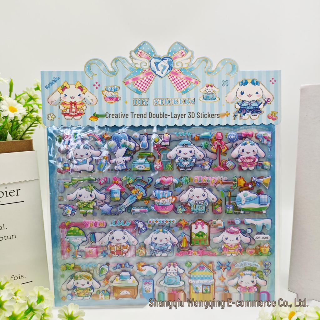 Labubu 3D Cartoon Double-Layer Bubble Stickers: Fun Foam Stickers for Kids' Rewards