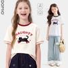 Girls' Short-Sleeve Summer T-shirt - Teen Stylish Top for Kids and Parent-Child Outfits