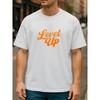 European sizes "Level Up" Orange Text Print Casual Sports Top | Comfortable and Breathable, Suitable for Daily and Home Wear, Outdoor Sports