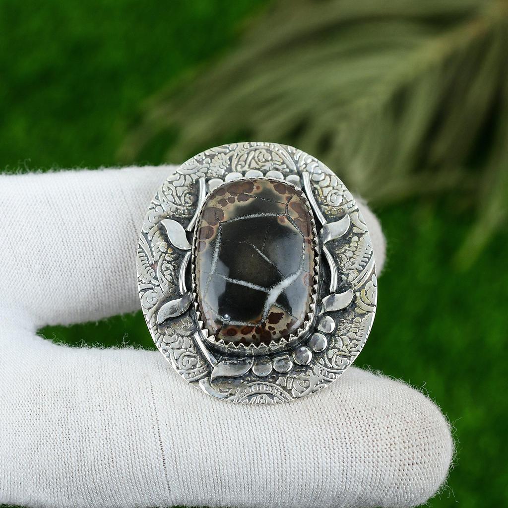 Anniversary Gift For Her Natural Moroccan Mud Crack Fossil Pendant 925 Silver