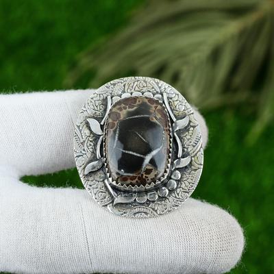 Jubiläumsgeschenk für sie Natürlicher marokkanischer Schlamm Riss Fossil Anhänger 925 Silber