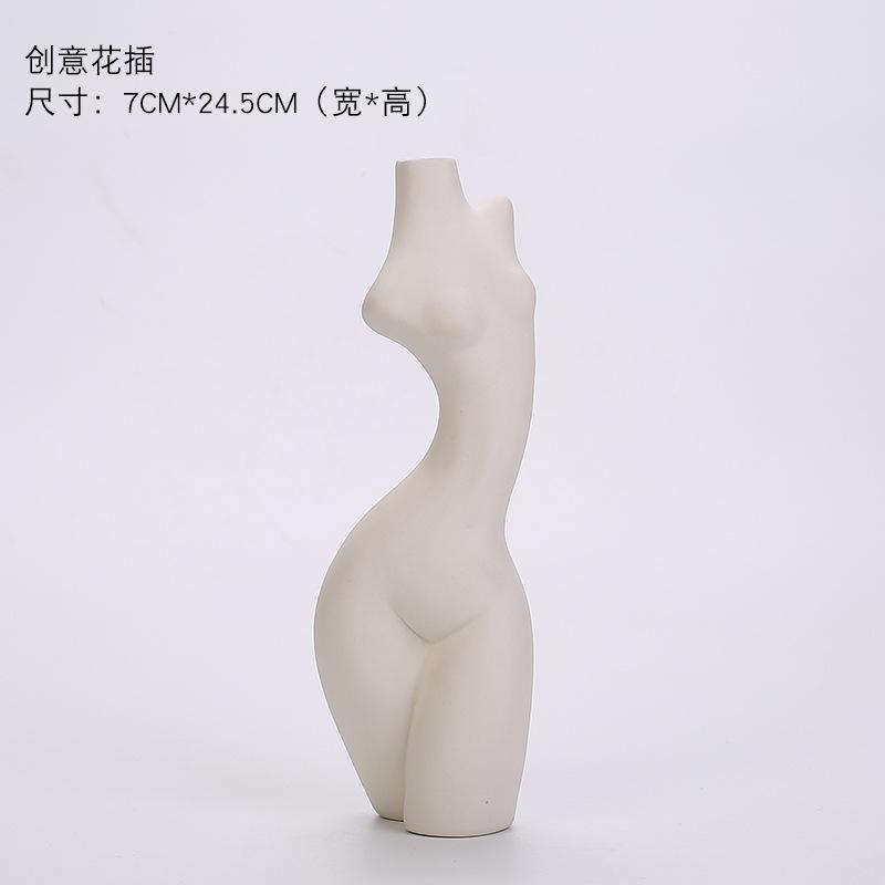 Handmade Household Ornaments Ins Human Body Plastic Art Vase Nordic Household Decoration Ceramic Vase Sculpture White Porcelain