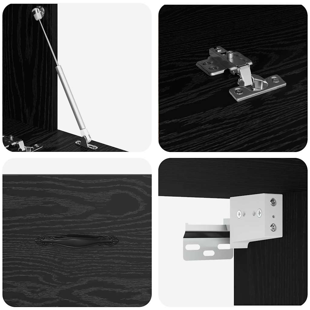 Wall Mounted Cabinet Black Oak Effect 100 x 36.5 x 35 cm