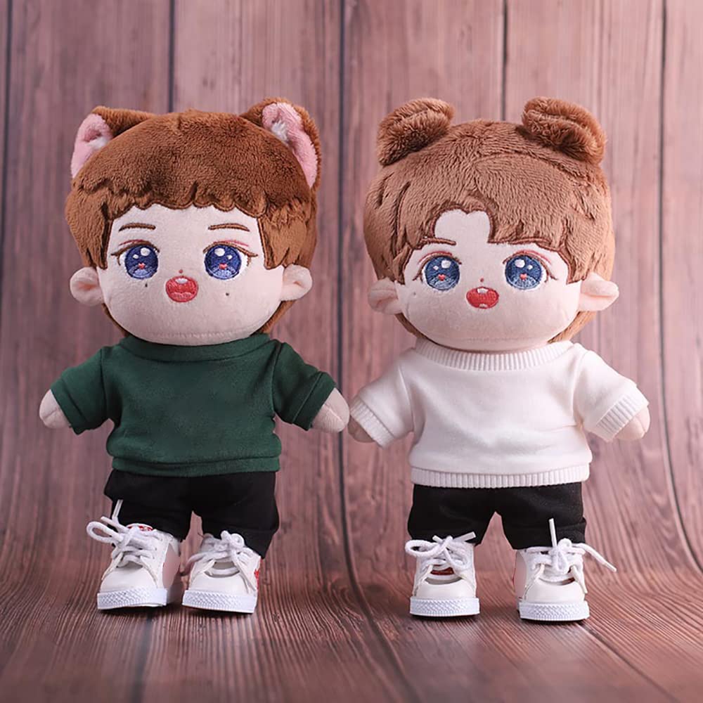 Niannyyhouse 20cm Ubranka dla lalek, Bawełniane ubranka dla lalek, Kurtka i spodnie, Ubranka dla lalek bobasów, Przebrania dla pluszowych zabawek (Biały)