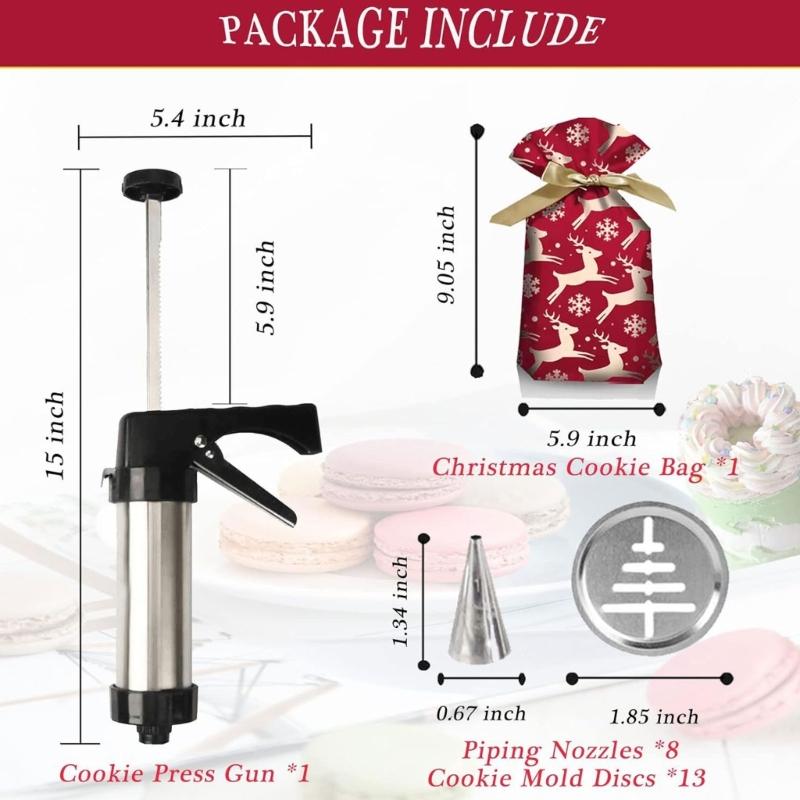 Cookie Press Piping Set Biscuit Maker Biscuit Mold Tool Biscuit Press Molds Cream Extruders Stainless Steel Material