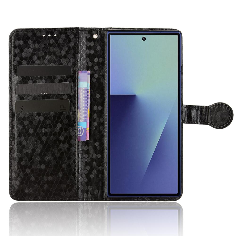 For Samsung Galaxy Z Fold7 5G Wallet Case Dot Pattern Imprint PU Leather Phone Cover with Wrist Strap