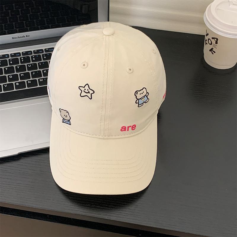 Breathable Baseball Cotton Cap With Bear And Letter Embroidery Design Fall For