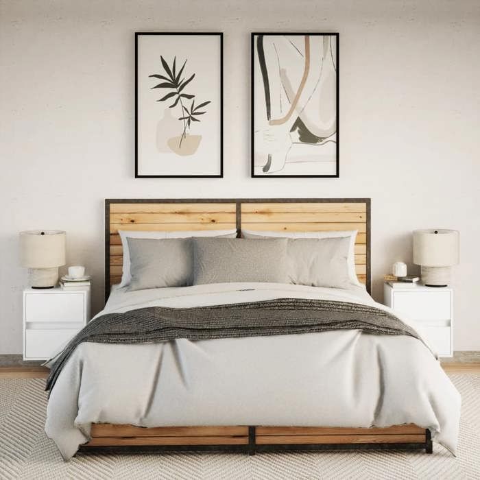 Maison Exclusive - Tables de chevet murales avec lumières LED 2 pcs blanc