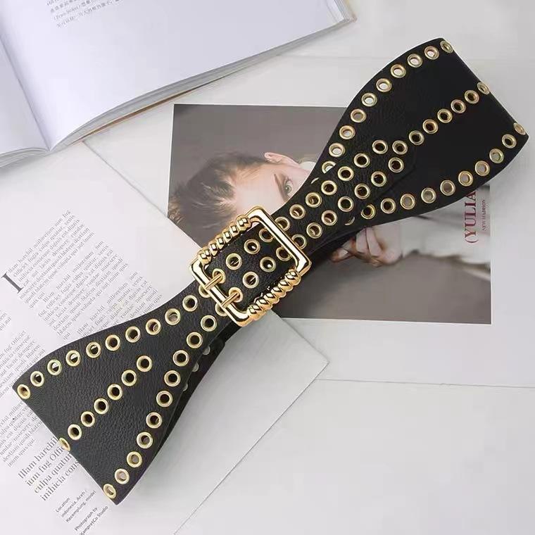 Exaggerated Punk Rivet Waist Seal Women'S Personalized Dress Jacket Elastic Elastic Belt