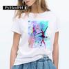 Elegant Ballet Print Short Sleeve T-shirt Women's Slim Fit Summer Top Modal Fabric Student Girl Fashion Polyester