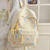 Cute Colorful Star Patterned Student Lightweight Backpack With Plush Pendant For Casual Use