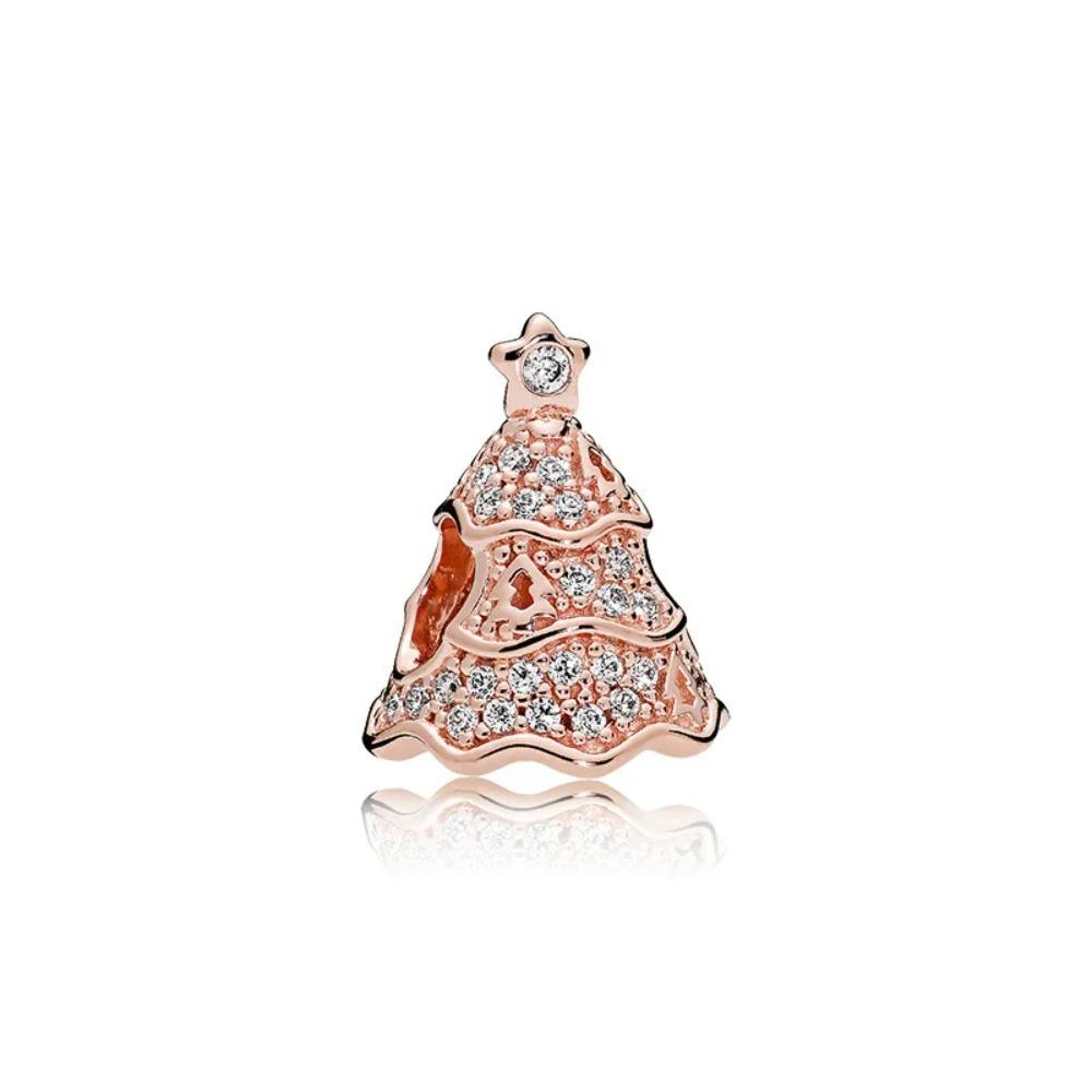 925 Rose Gold Anchor Angel Leaf Charm Bead Chain For DIY Bracelet Jewelry Ladies Accessories