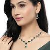Rhodium-Plated American Diamond Studded Fashionable Necklace With Earrings Jewellery Set For Girls and Women