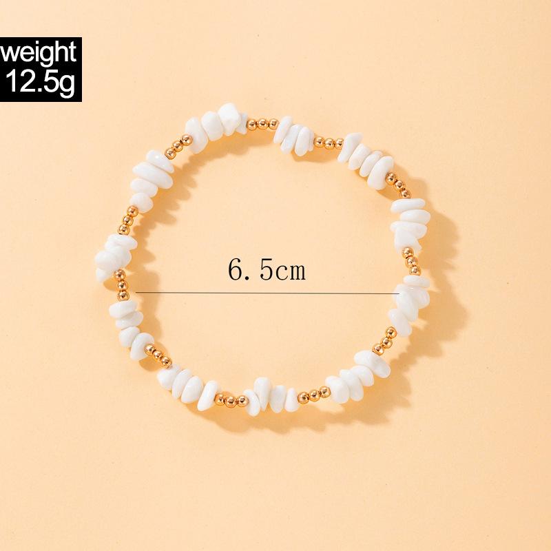 Summer Beach Crushed Stone Chain Anklet Set For Women Boho Shell Charm Ankle Bracelet On The Leg Handmade Fashion Jewelry