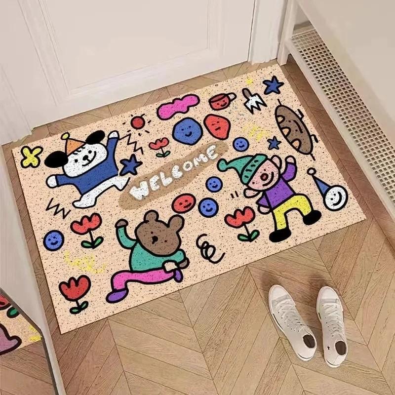 Geometric Cartoon Dog Print Carpet, Absorbent And Non Slip Soft Floor Mat, Entrance Indoor Home Decoration